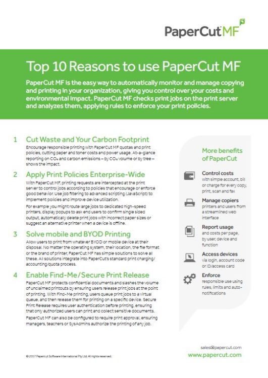 Top 10 Reasons, Papercut Mf, Offitek