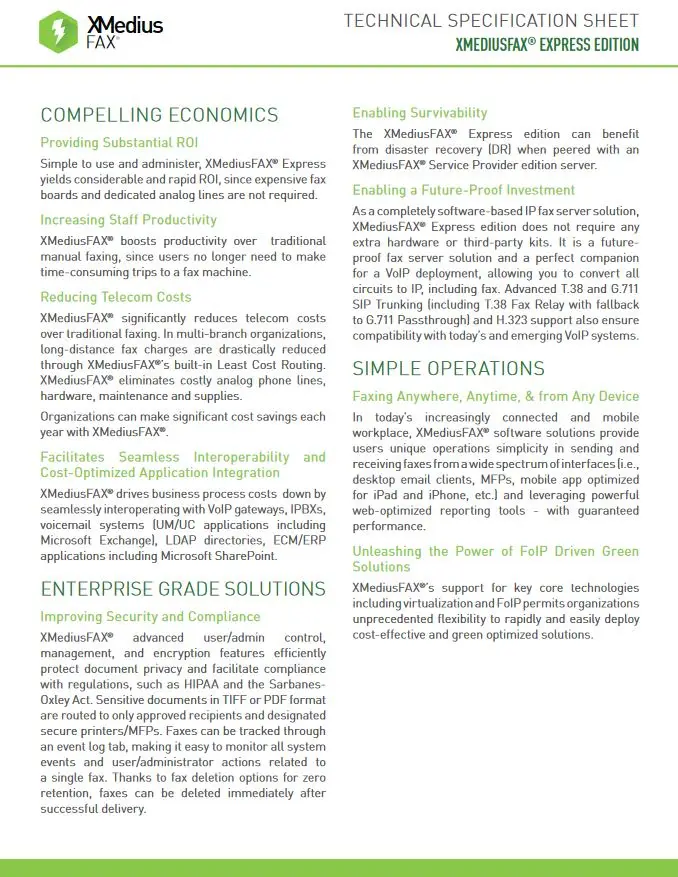 Xmedius Fax Express Edition Brochure, XMedius Fax, Offitek