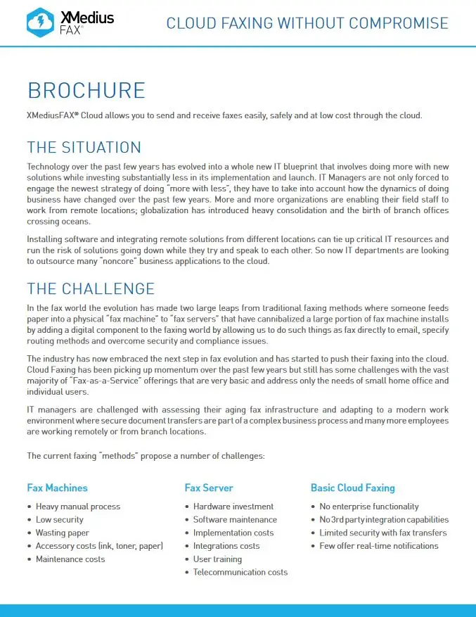 Xmmedius Cloud Fax Brochure, XMedius Fax, Offitek
